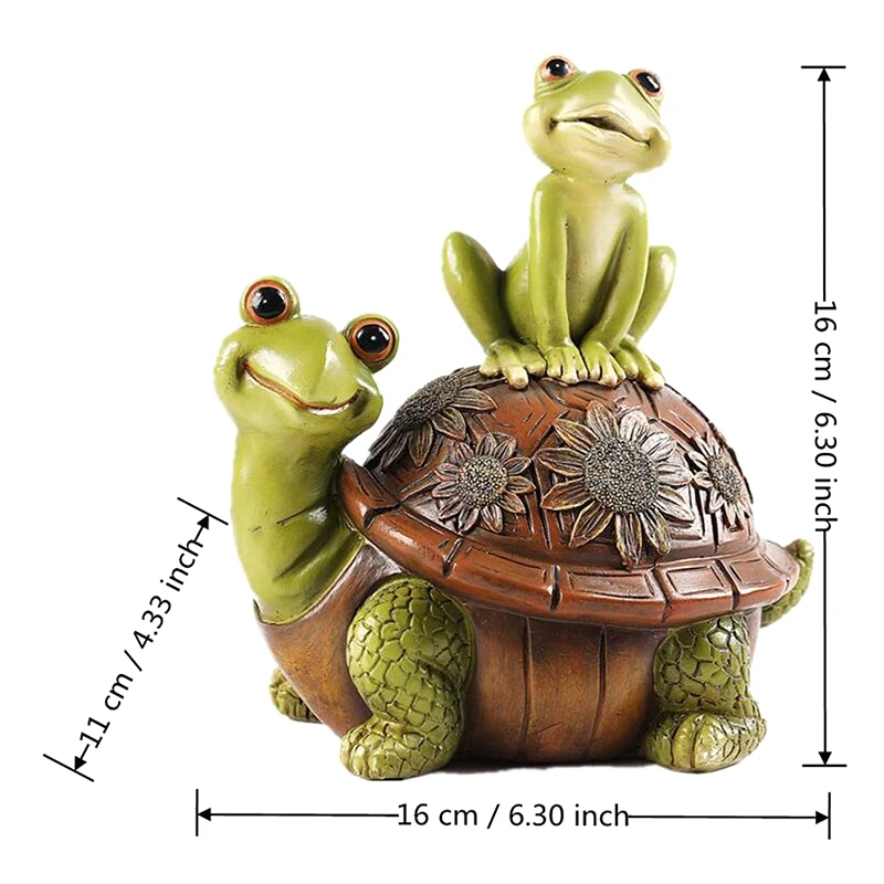 Escultura de resina de tortuga y ranas de dibujos animados, estatua de Animal para fiesta, decoración de jardín, balcón, adornos para el hogar, regalo divertido