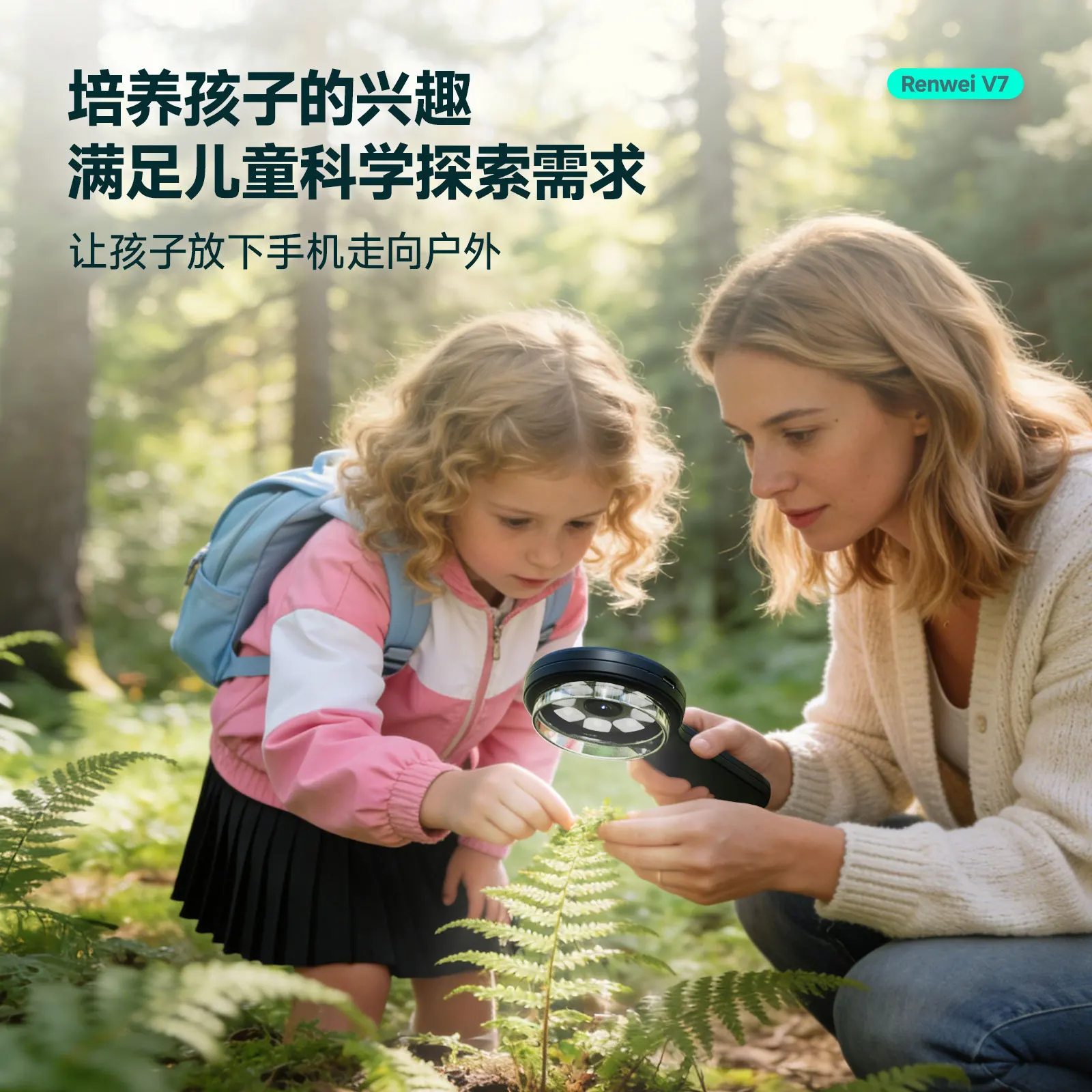 Cross-lens new V7 children's handheld digital microscope 2 million high-definition portable industrial electronic magnifier