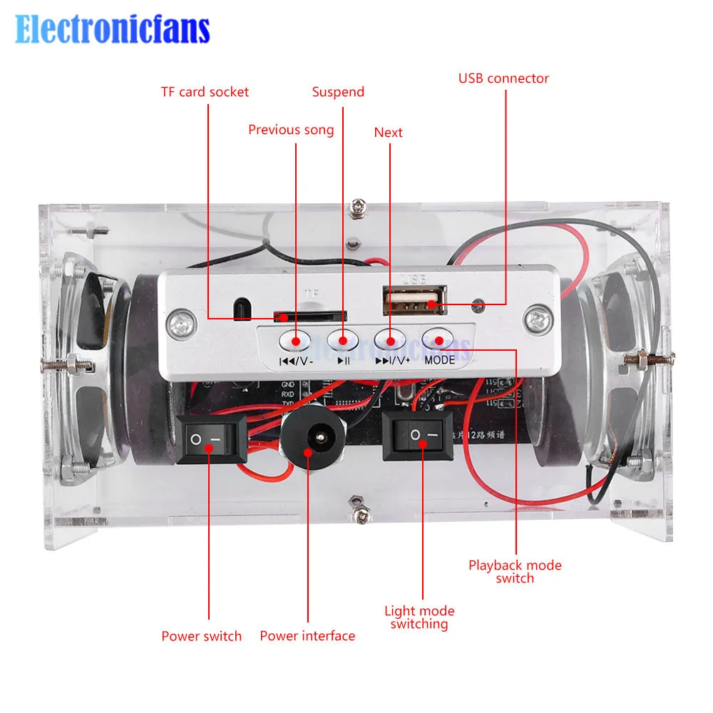 New Bluetooth Speaker Kit 2*3W Electronic Welding Kit Automatically Play Music Adjustable Light Teaching Practice Electronic Kit