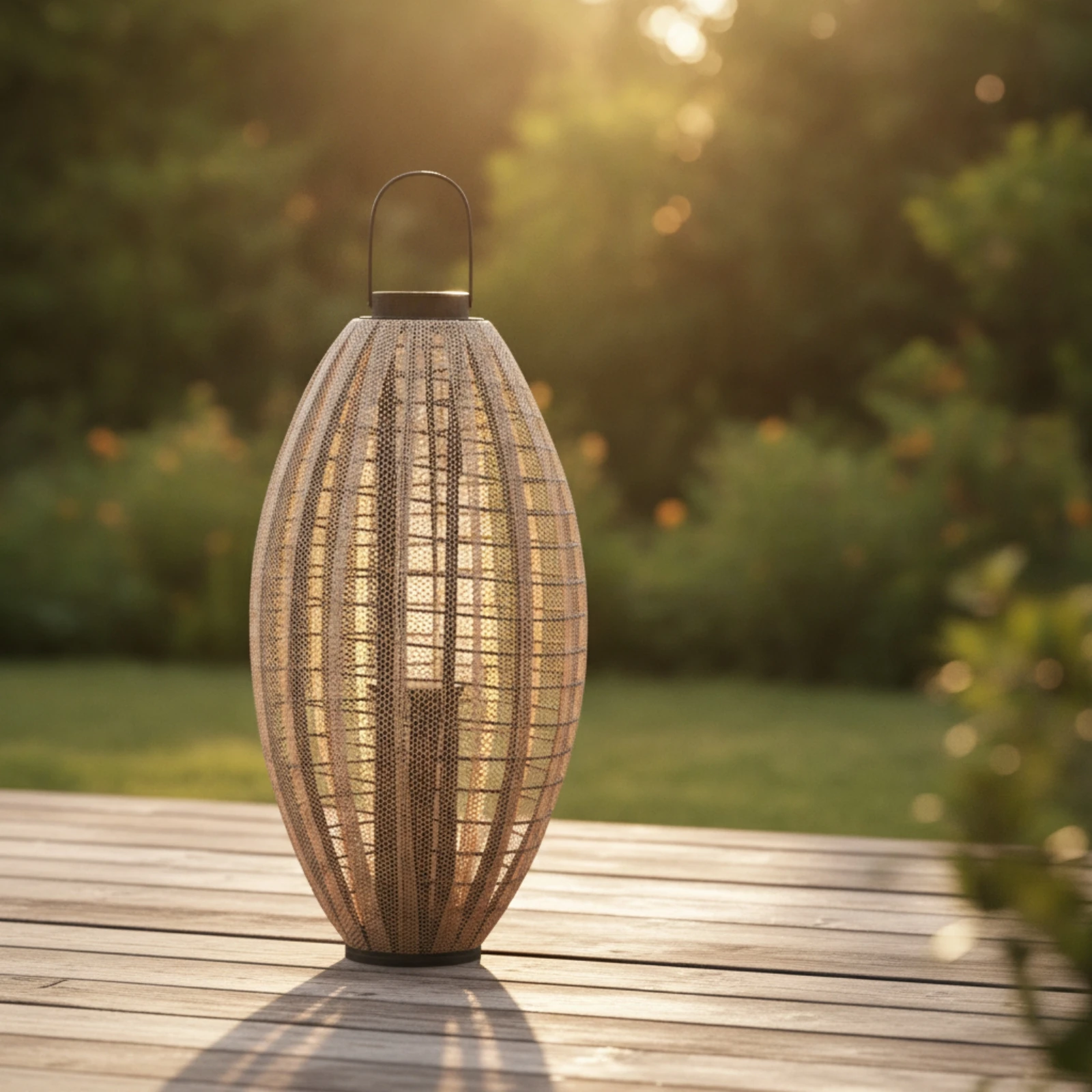 Woven Floor Lantern Decorative Standing Lantern with Handle Mesh Floor Lamp Ambient Accent Light Warm for Entryway, Lounge view 3