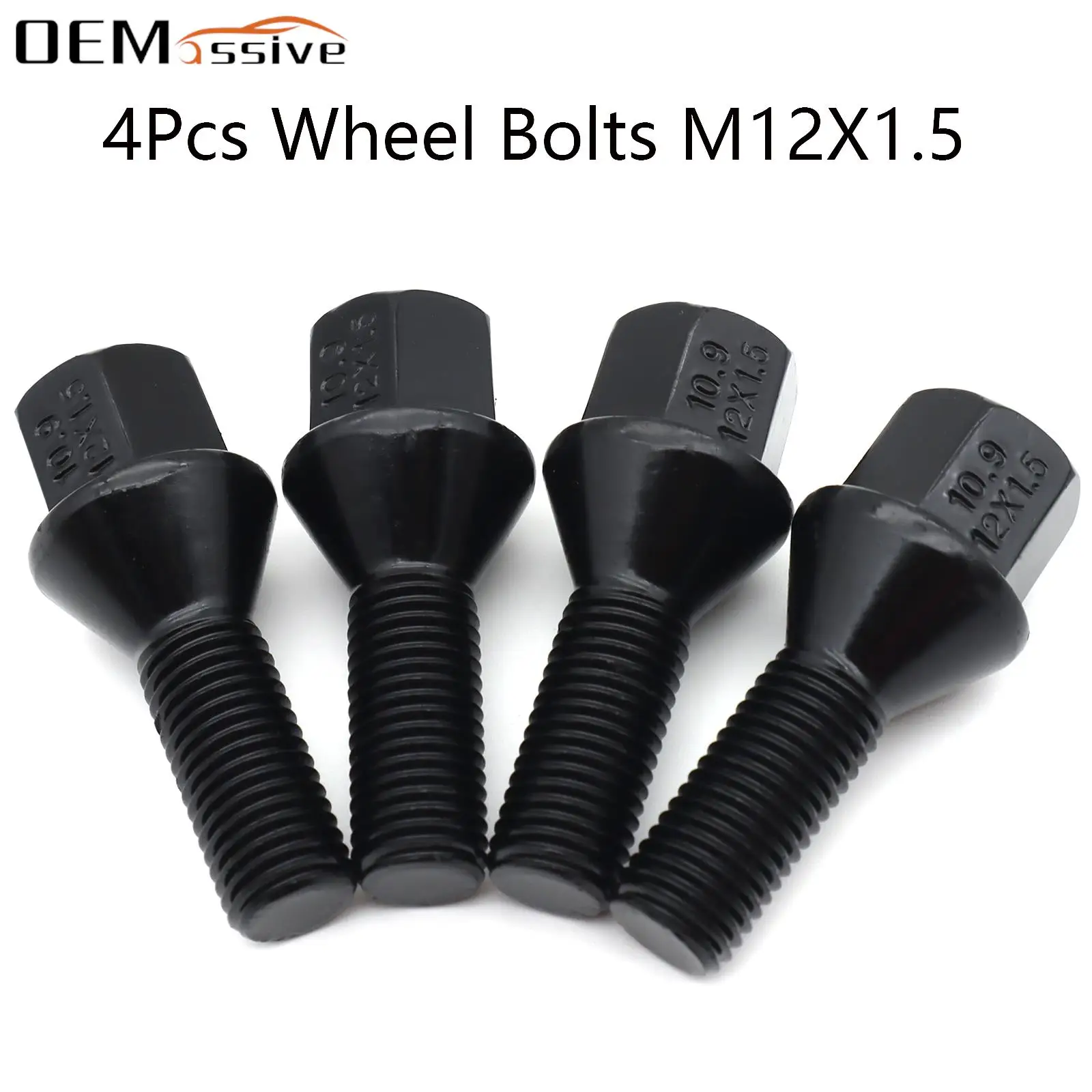 4-Pack M12x1.5 Silver Wheel Lug Bolts – 26mm Length, Fits BMW 1/3/5 Series (E81 E87 E46 E90)