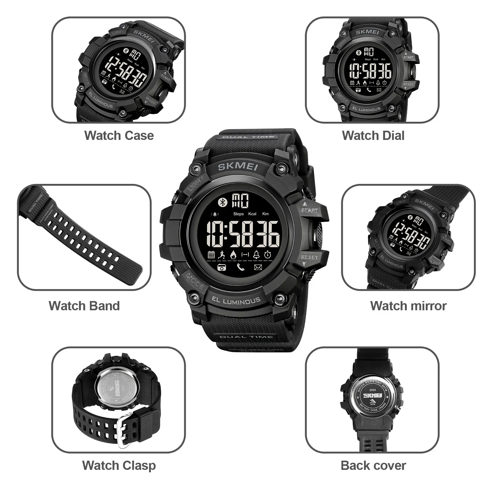 SKMEI 2053 Mens Calories Sleeping Monitor Clendar Wristwatch Clock Male reloj hombre Japan Digital movement Pedometer Watches