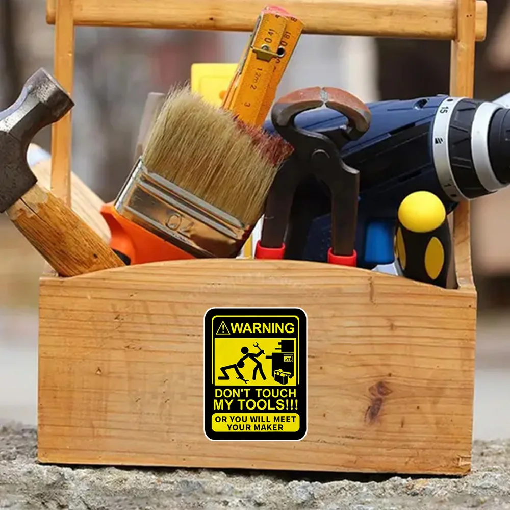 

2-Pack 6x7.5cm, Don't Touch My Tools Waterproof Car Decorative Decal, Suitable for Cars, Laptops, Bumpers,Toolbox, Glass Window