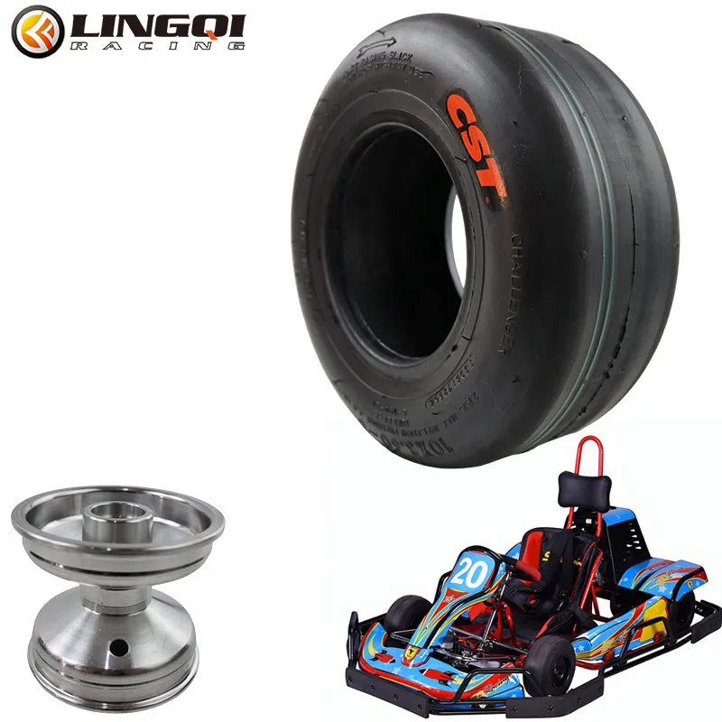 LINGQI RACING Front Wheel Go Kart Tubeless Tire 10x3.60-5 Inch Aluminum Vacuum Wheel Hub Rims For Karting ATV Buggy Accessories