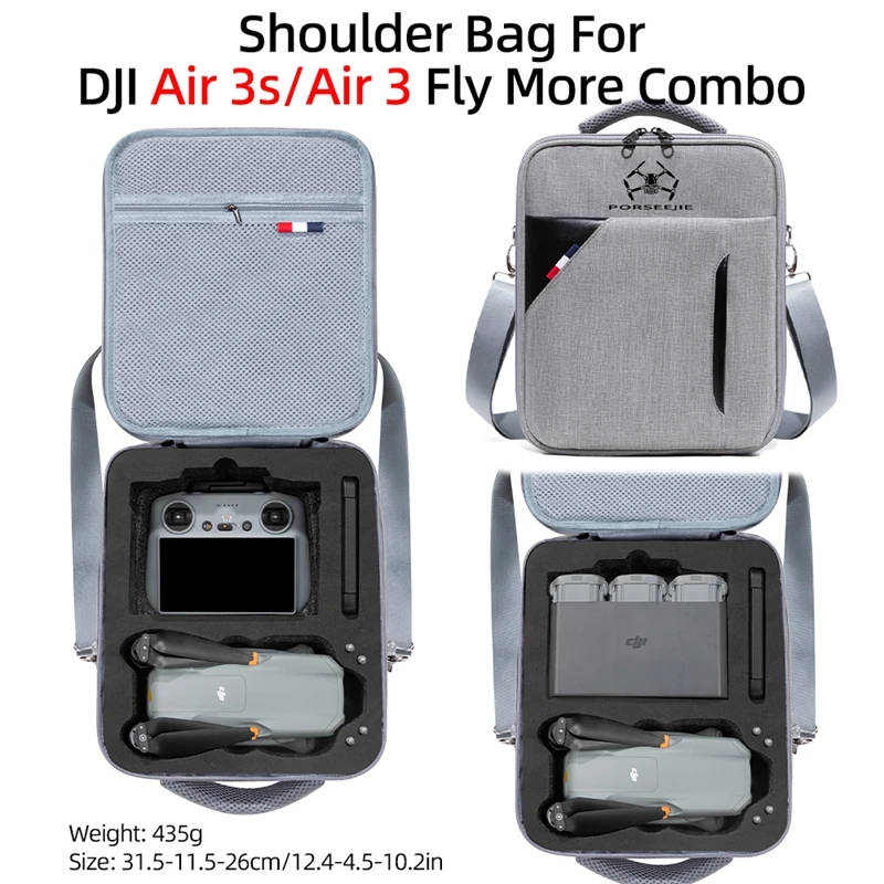 For DJI AIR3/3S Drone RC-N2/3 RC 2/3 Remote Controller Single Shoulder Storage Bag Case Shock-absorbing Protection Box Handbag