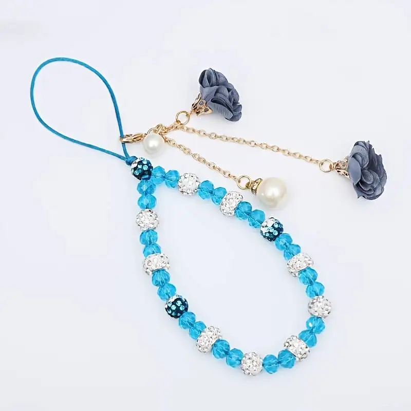 Gorgeous Crystal Flower Lanyard Phone Strap Charm