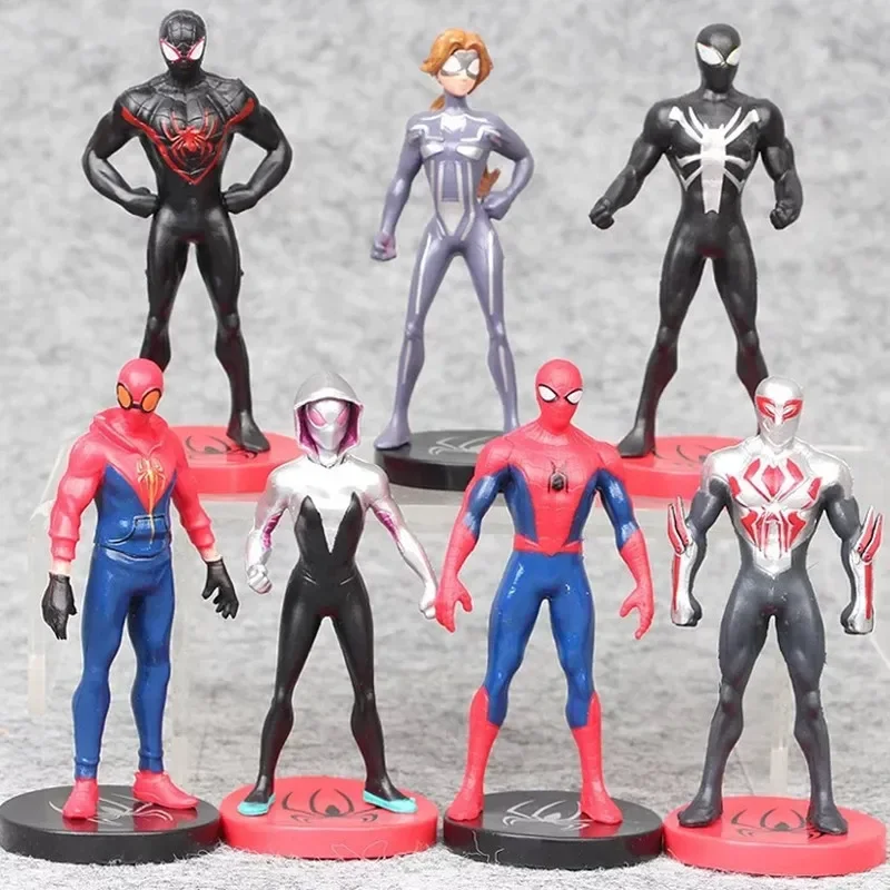 7Pcs/Set  Avengers Star spiderman Action Figure 9CM Amazing Spider-Man Gwen Model Cake Decoration Kids Toys Gift