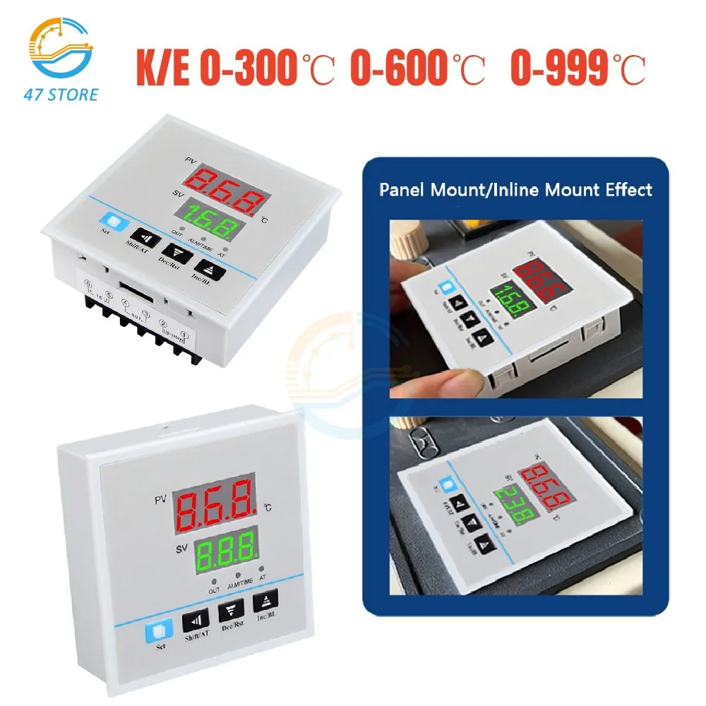 Intelligent Temperature Controller Relay Output Program Thermocouple K/E-Type Digital Display Adjustable Thermostat 220V 30A SSR