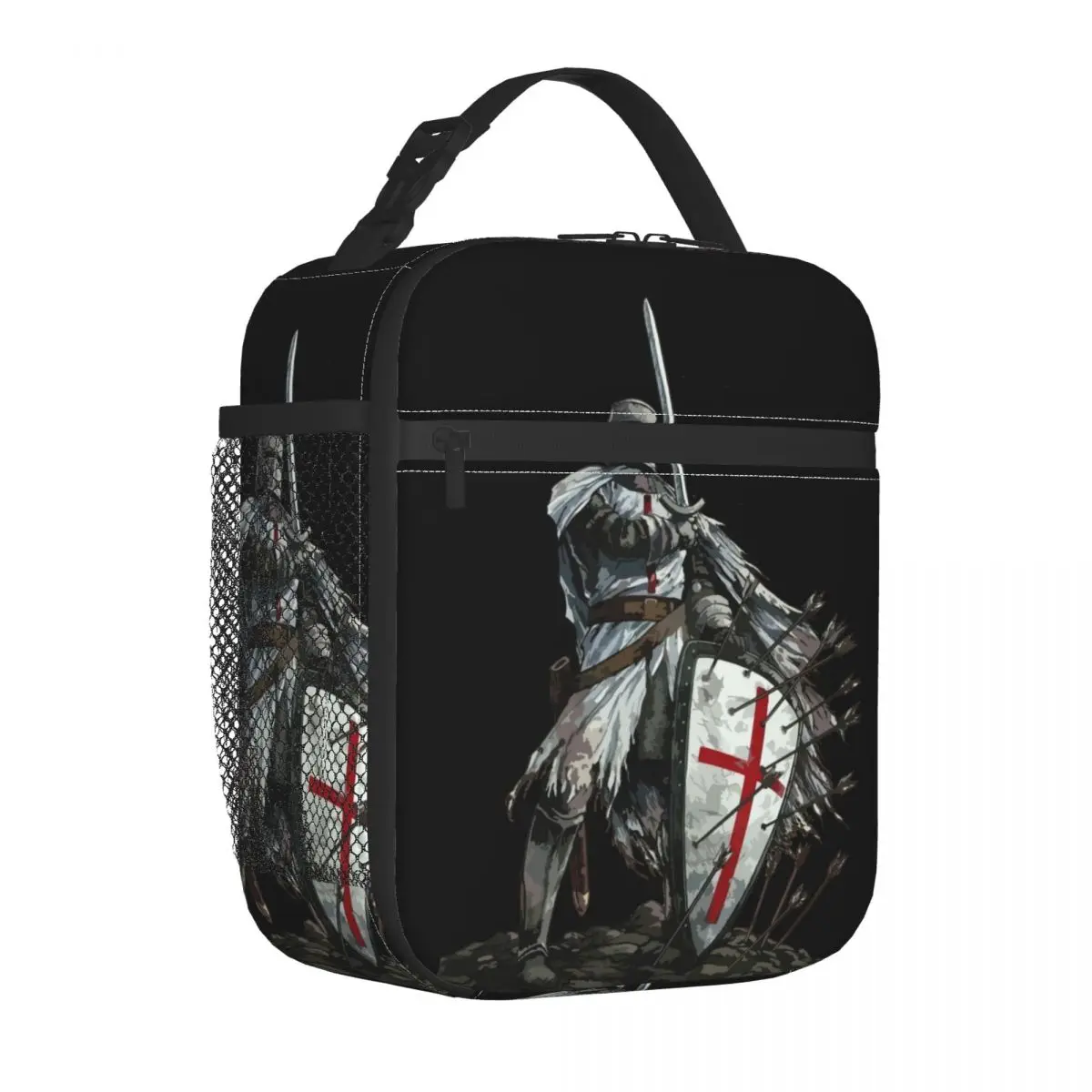 Knights Templar Warrior Insulated Lunch Bags Work School Medieval Templar Shield Cross Portable Thermal Cooler Lunch Box Women
