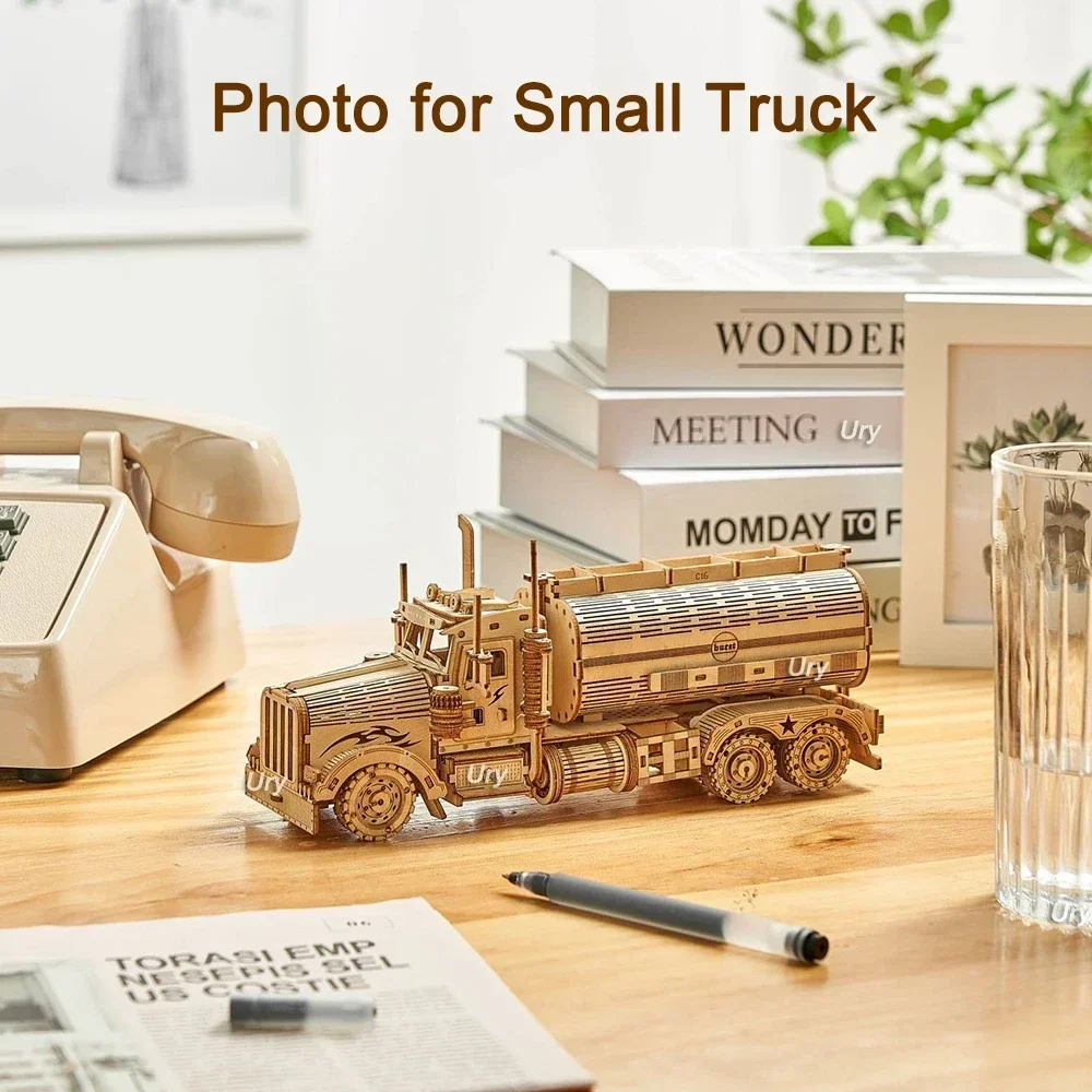 DIY 3D Wooden Puzzles Money Box Piggy Bank Fuel Truck Model Building Block Kits Assembly Jigsaw Toy Gift for Children Adult