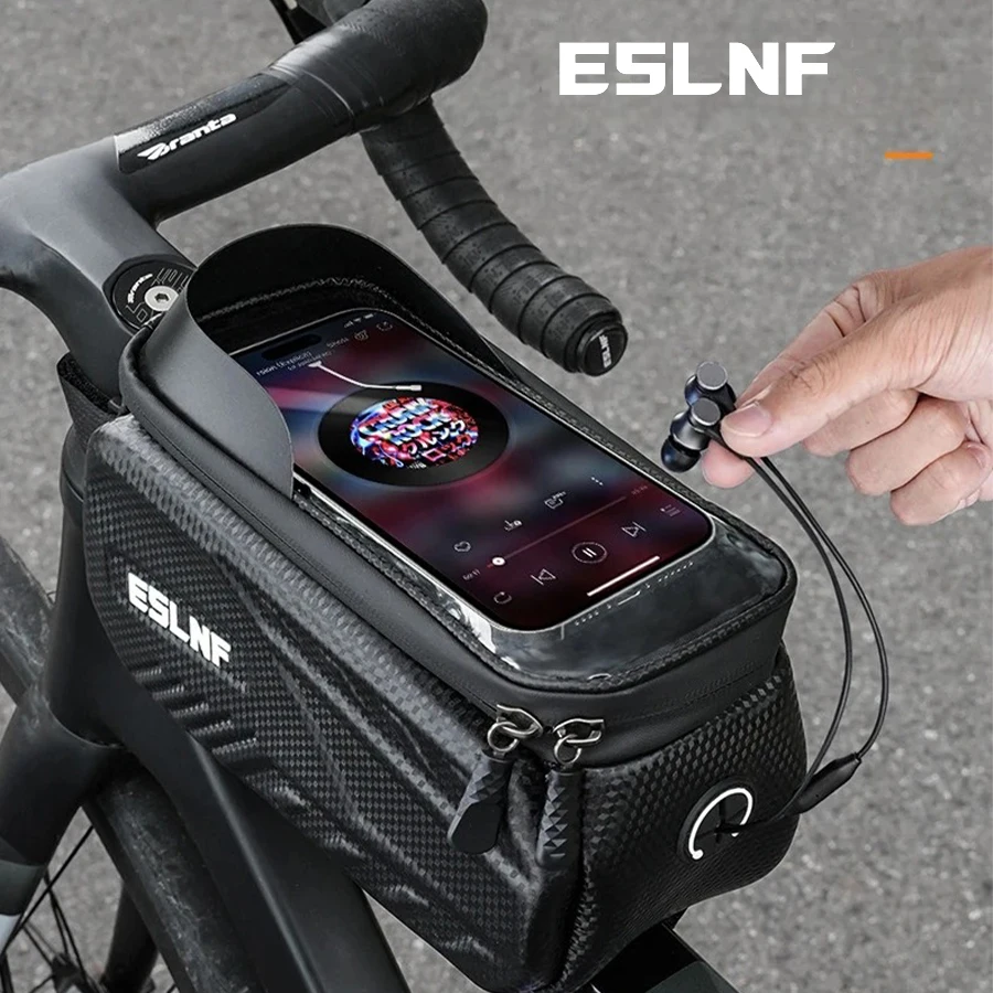 ESLNF Touch Screen Bike Pouch Phone Case Light Barrier Waterproof Bicycle Front Frame Bag Hard Shell Case Cycling Accessories