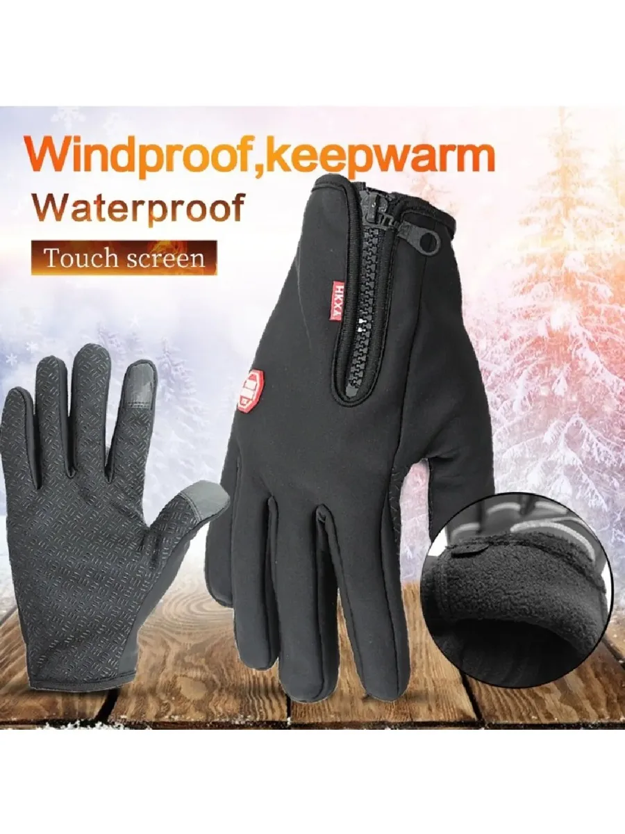 AliExpress NONE Windproof Warm Gloves For Winter Anti Slip Silicon Touch Screen Full Finger Cold-proof Bicycle Cycling Touchscreen Sport Gloves