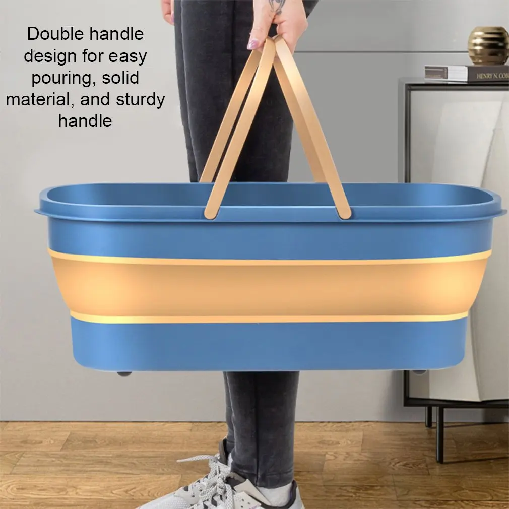 Portable Mop Bucket Folding Laundry Basket with Wheel Foldable Water Basin Household Item Camping Fishing Basin Fast Delivery