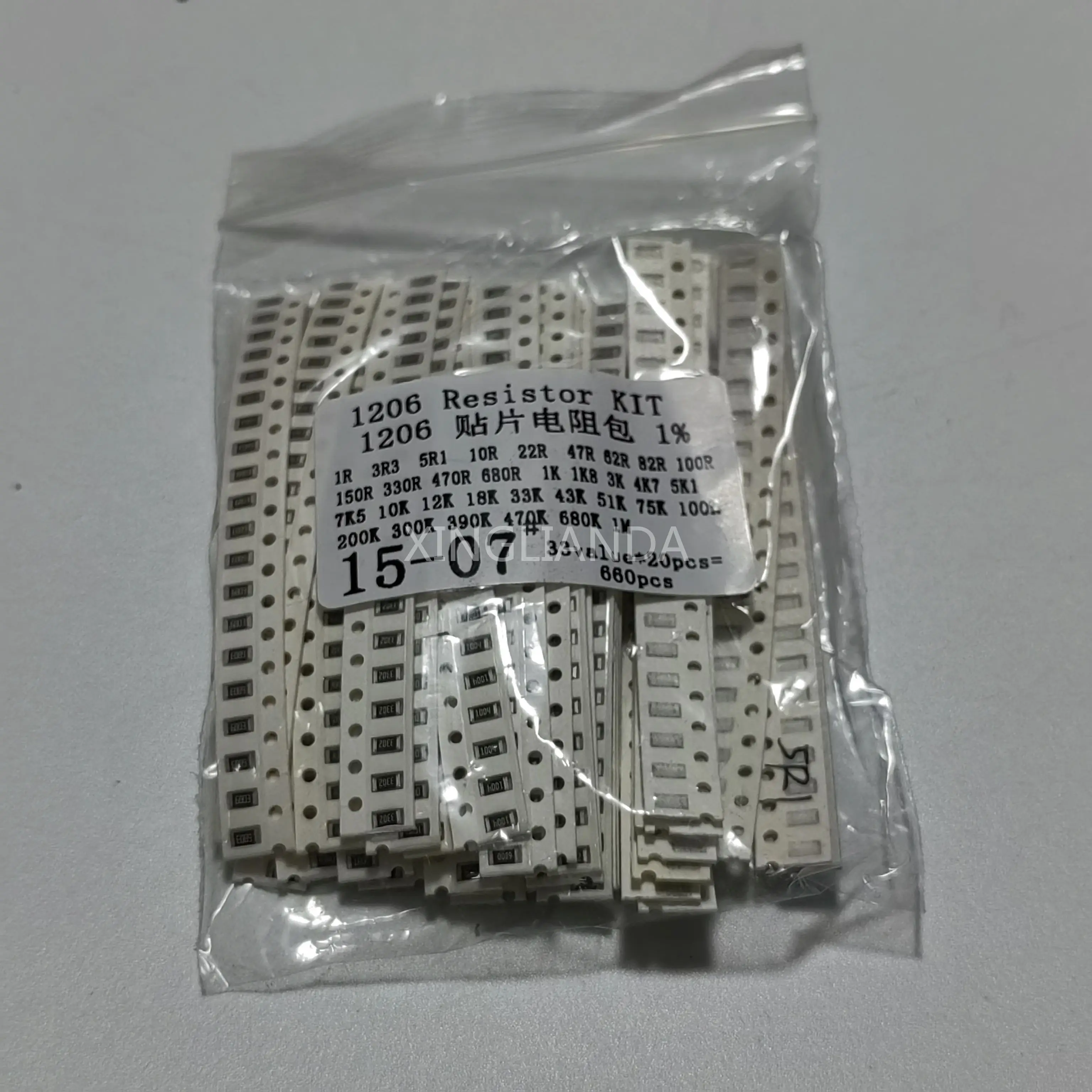 660PCS/Set 1206 SMD Resistor Pack Assorted Kit,1 ohm ~ 1M 33 values*20pcs 1% Chip Resistors diy electronic