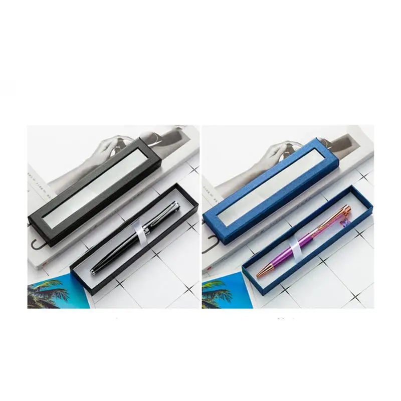 صندوق قلم شفاف بسيط محايد ، صندوق حبر جاف معدني جميل وعملي ، تصميم جميل