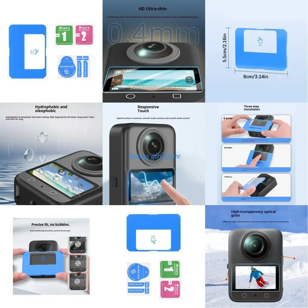 

C7AB Glass Film Screen Protectors AntiScratch AntiFingerprint For 360 Camera