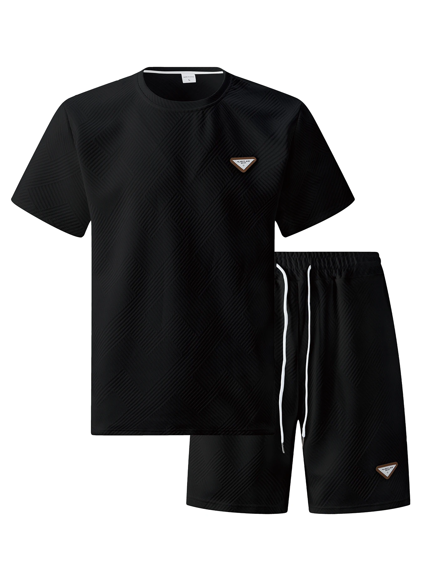 

Men's jacquard suit, fashionable lapel street short-sleeved shirt and shorts, high-quality summer bestseller set, comfortable