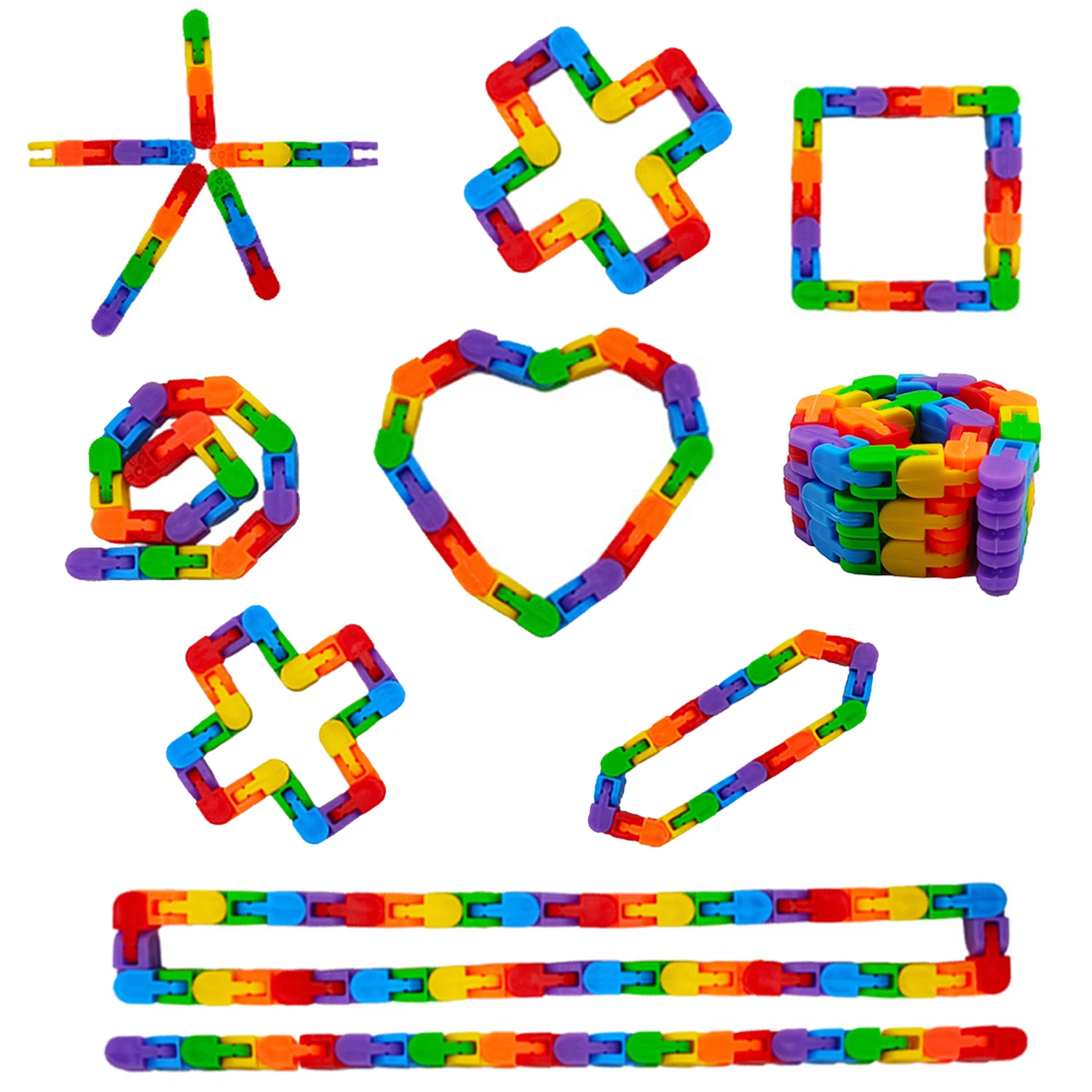 10pcs 24 Abschnitte Spuren Falt kette Spielzeug Kultivieren Kinder Phantasie Erwachsenen Stress abbau Spielzeug sensorische Zappeln Spielzeug