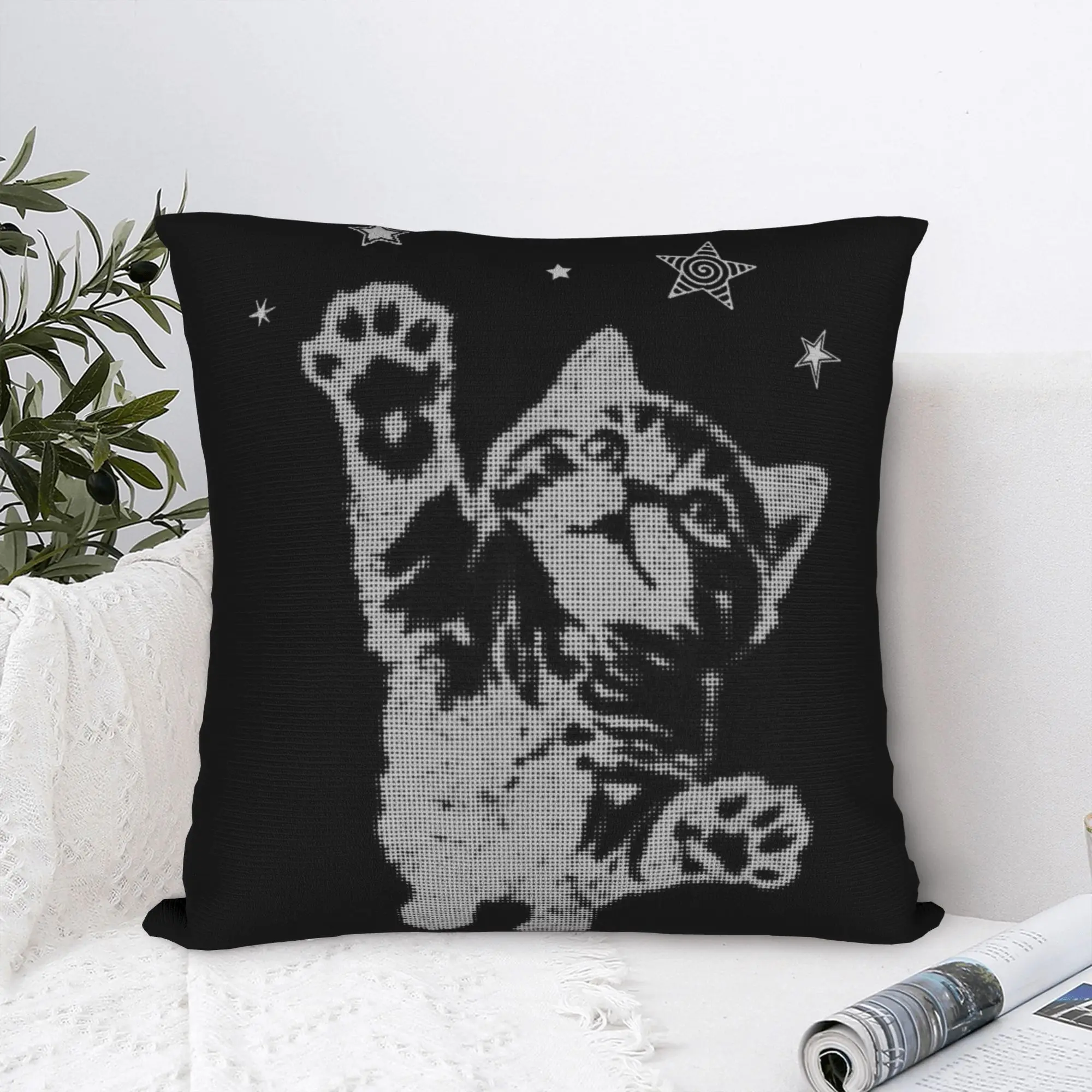Soft Y2k Grunge Stars Cat Jumping Silly Pillowcase Polyester Cushion Cover Gift 2000s Vintage Pillow Case Cover Drop Shipping