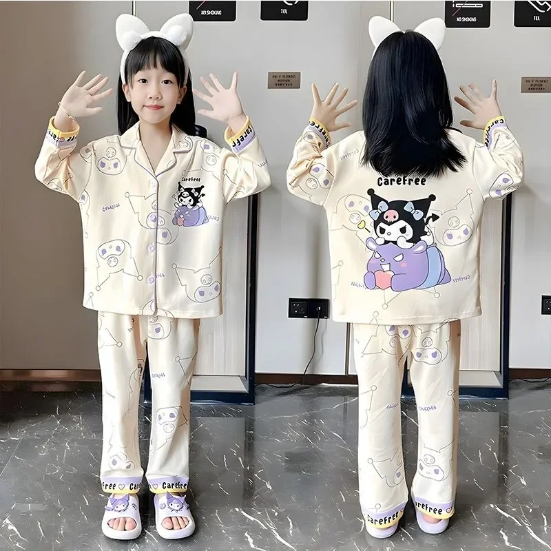 

Pompom Purin Kuromi My melody Pochacco, новая детская пижама с длинными рукавами, кардиган, комплект домашней одежды для детей среднего и большого размера