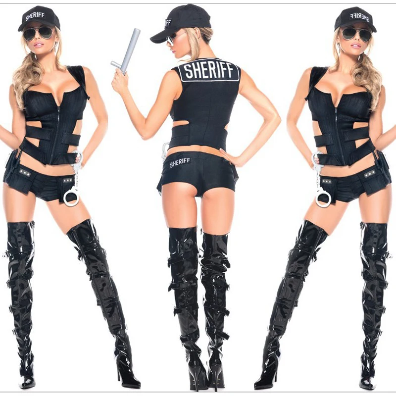 

Sexy Women's Cop Game Stage Bar Police Secret Service Costume