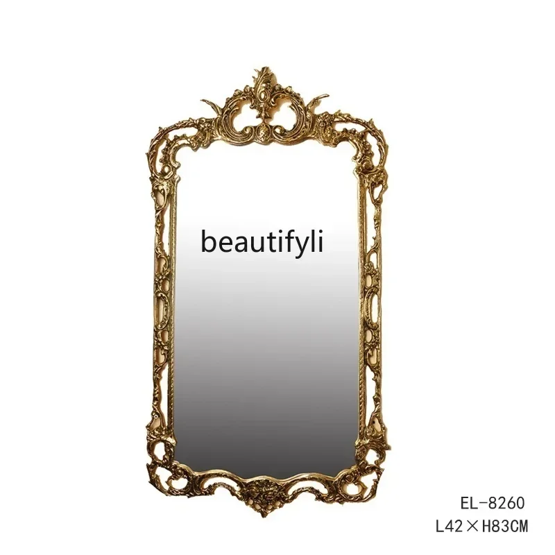 zx1Home Handmade Hollow Carving Heavy Industry Bronze Full Copper Mirror Metal Hanging Mirror