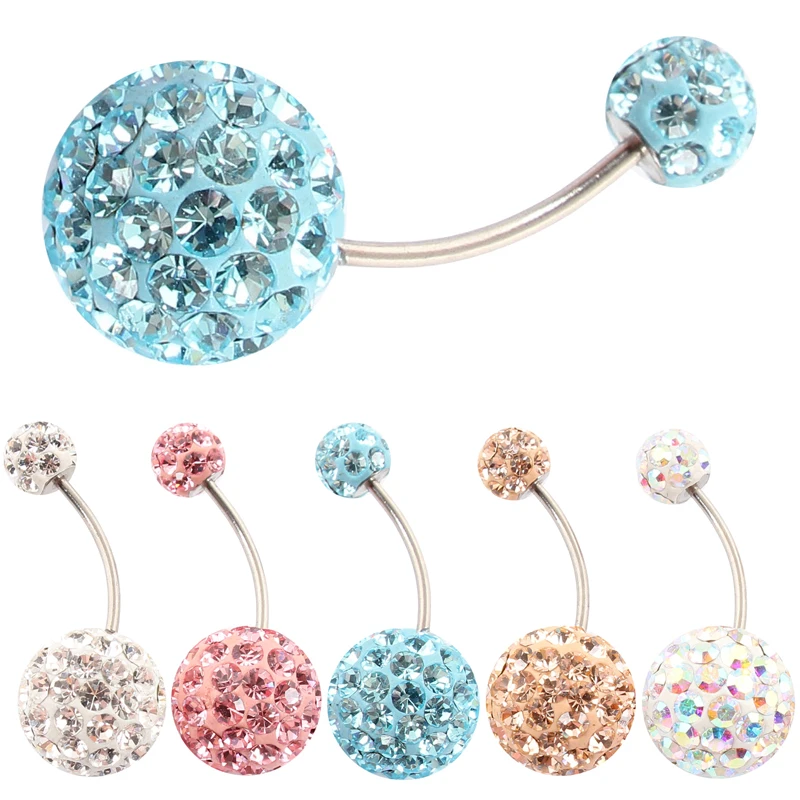 Belly button ring balls body Piercing jewelry Navel bar belly ring 20G 316 surgical steel 0.8mm earring two uses Nickel-free
