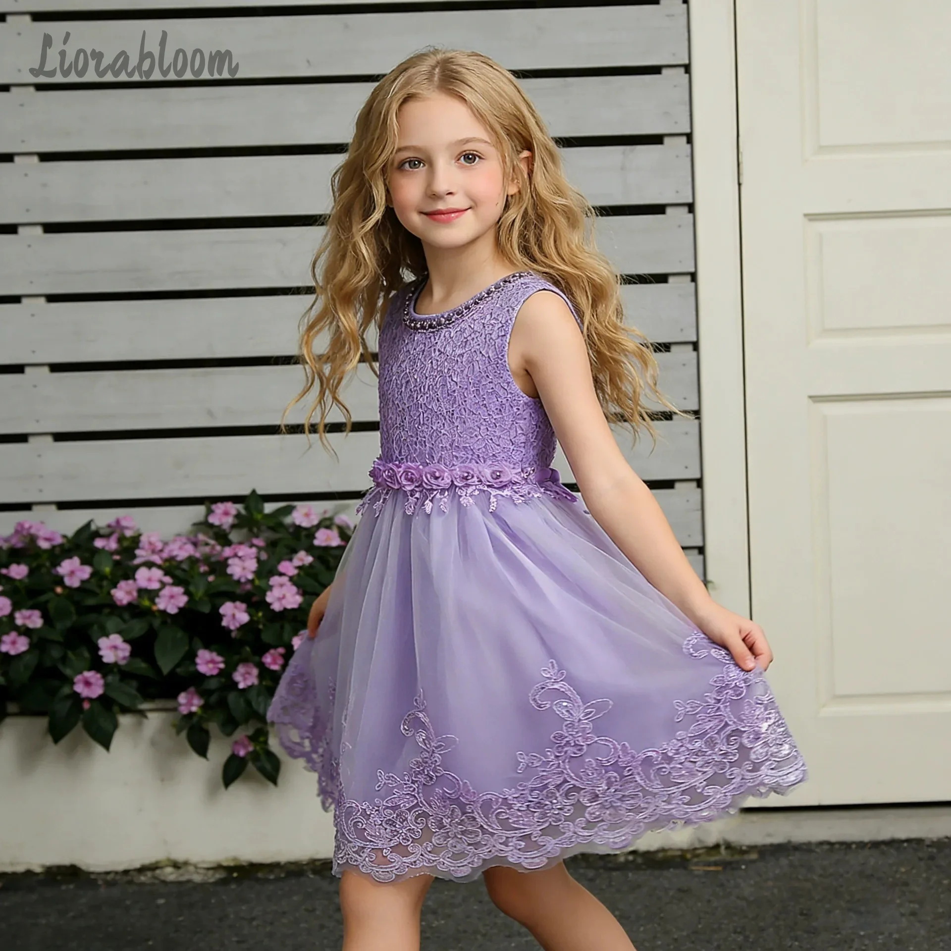 

Multicolor Tulle Dress Girls' Everyday Dresses Elegant Evening Gowns Lace Flower Girl Dresses New Princess Party Dresses