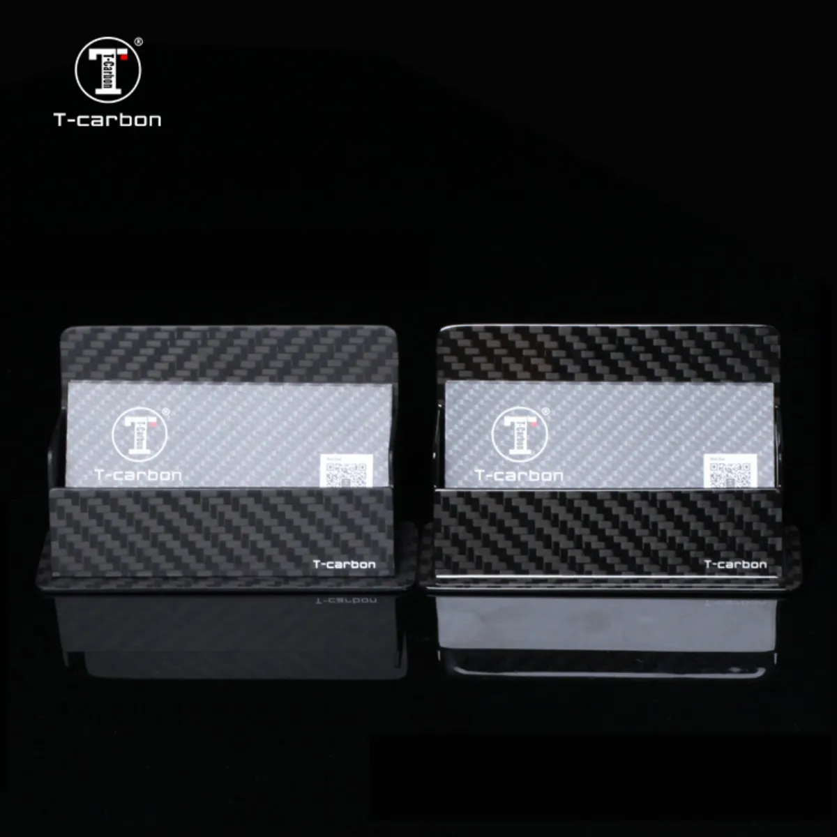 T-carbon Portable Carbon Fiber Business Card Hold Display Stand Desk Deskstop Car Business Card Holder Shelf Box