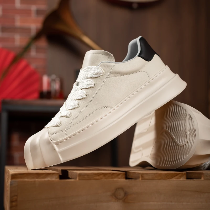 Shell toe shoes, trendy shoes, genuine leather versatile casual shoes, thick sole 230203