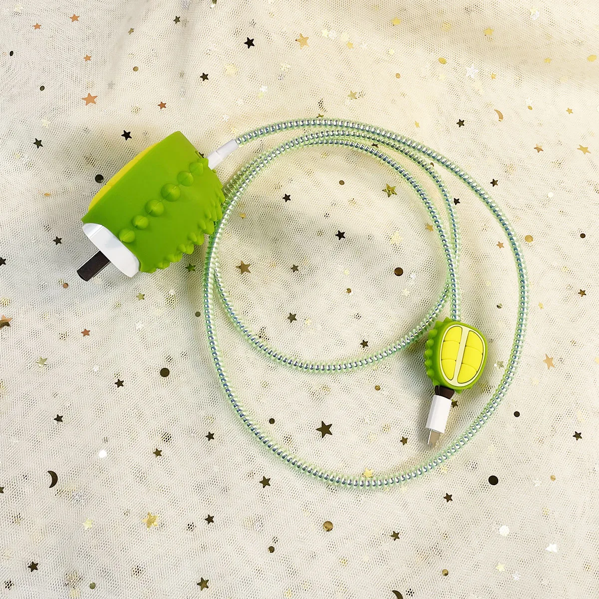 3pcs avocado 3D 3D pattern charging head protective cover bite cable set charging cable data cable protective cover, anti break