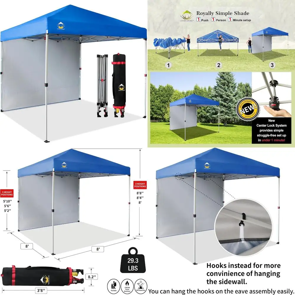 

Быстрая установка навеса 8x8 с боковой стеной — уличная пляжная палатка для защиты от солнца на мероприятиях, вечеринок и кемпинга