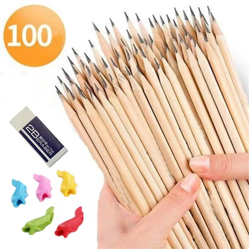 100/50 Pz/set Matita HB Esagono Naturale Matite di Legno per I Bambini Pittura Disegno Schizzo Scrittura di Cancelleria Materiale Scolastico