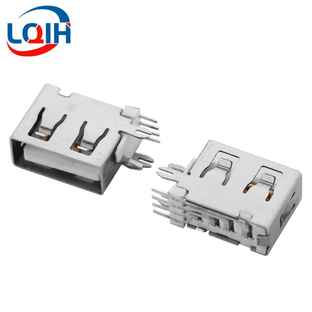 10PCS USB AF90 Degree Side Plug Horizontal Vertical 180 Degree Curling Short Body 10.0mm Flat Mouth Edges USB Socket Interface