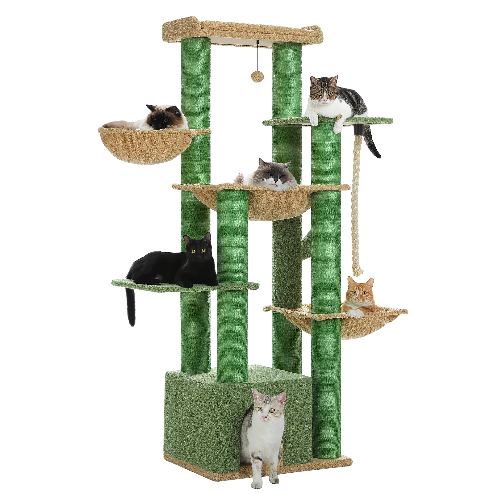 Grote kattenboom voor grote katten Robuuste kattentoren met verschillende niveaus Kattenhuis klimboom met hangmat 11 sisalpalen Grote baars