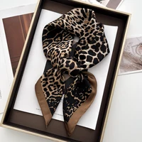 Luxury Floral Print Female Satin Neck Scarf Square Hair Scarves Foulard Head Band Shawls Wraps Neckerchief Bandana Women