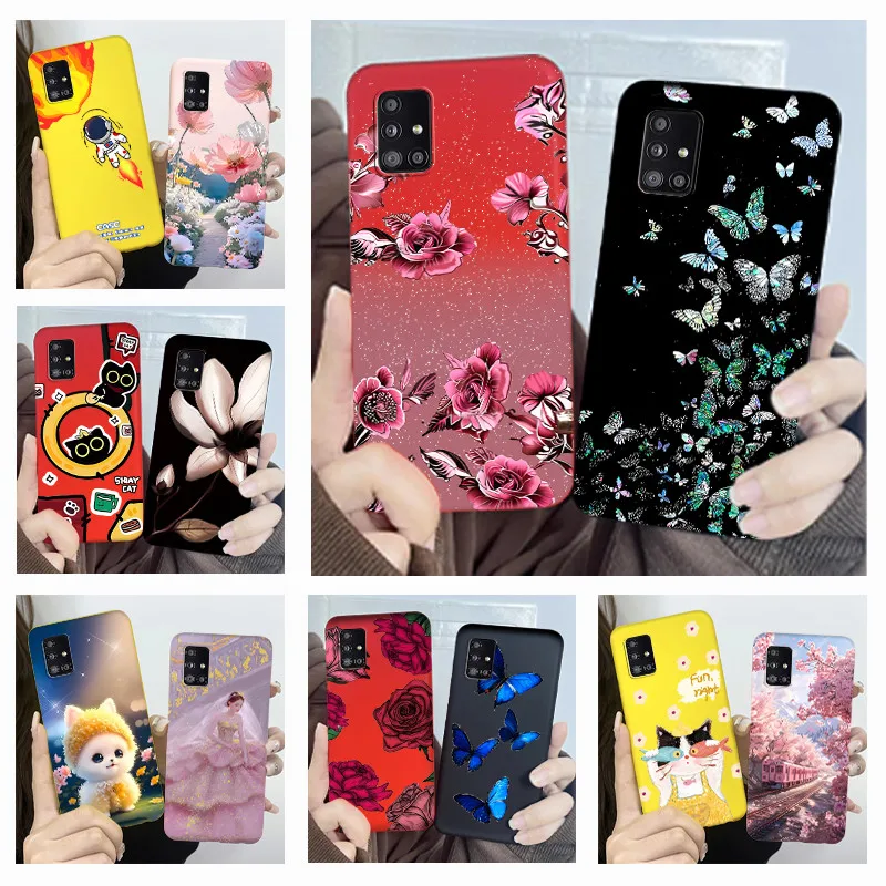 Für Samsung Galaxy A51 A71 5G Telefon Fall Schmetterling Mädchen Weiche Silikon TPU Zurück Gehäuse SM-A516B A516N A516V A716V A716U Abdeckungen