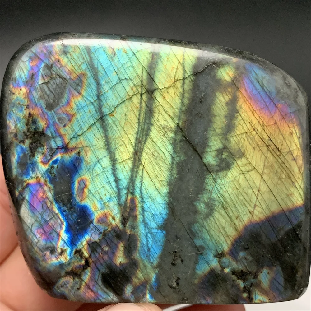 Espécimen Mineral de labradorita de luz verde amarilla Natural brillante, piedras para mascotas bien pulidas, cuentas de piedra Labrador de luz azul púrpura