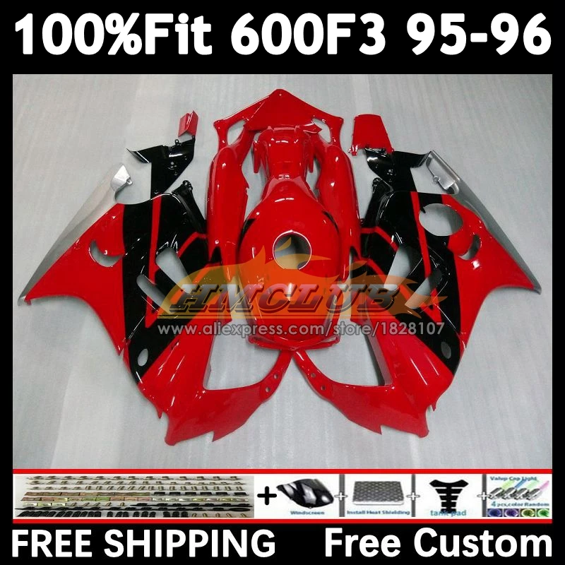 OEM Fairing +Tank For HONDA CBR 600F3 600 F3 FS CBR600FS 56No.130 glossy red CBR600 F3 CBR600F3 95 96 1995 1996 Injection Body