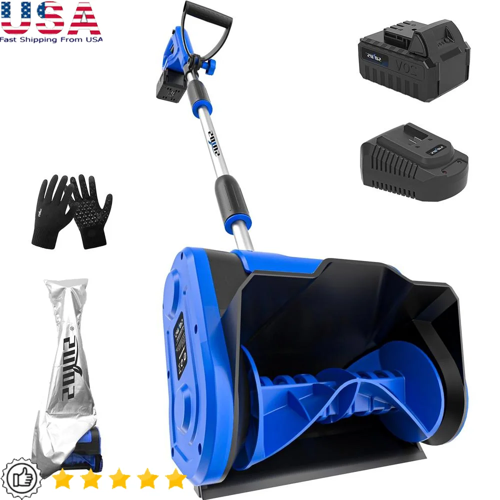 20V Cordless Electric Snow Shovel 11-Inch Blower with Adjustable Handle Dust Bag 4.0Ah Battery Lightweight Ergonomic Design