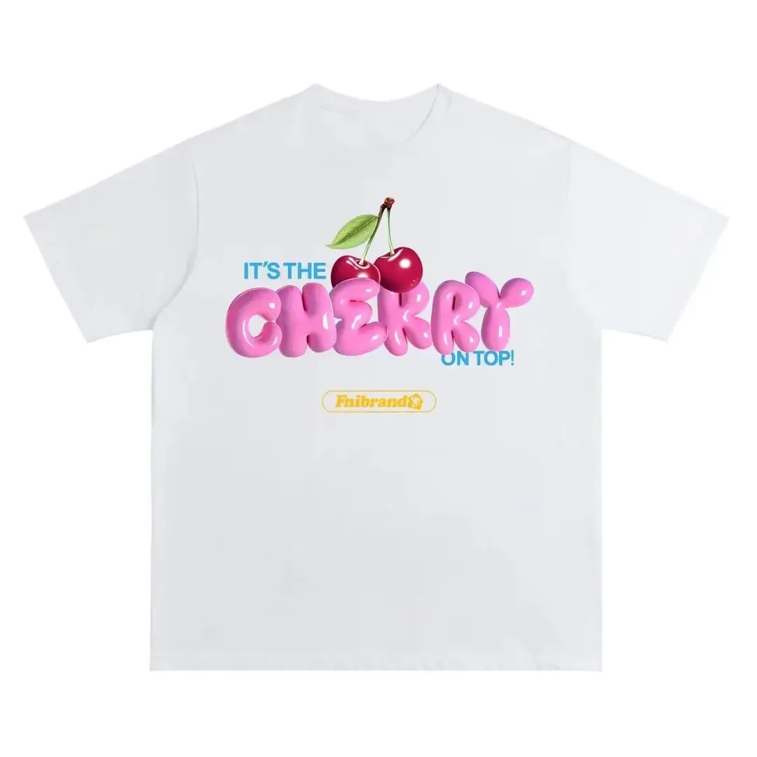 Heavyweight American retro pure cotton short-sleeved loose round neck trendy tops and T-shirts for men and women t shirts y2k image 2