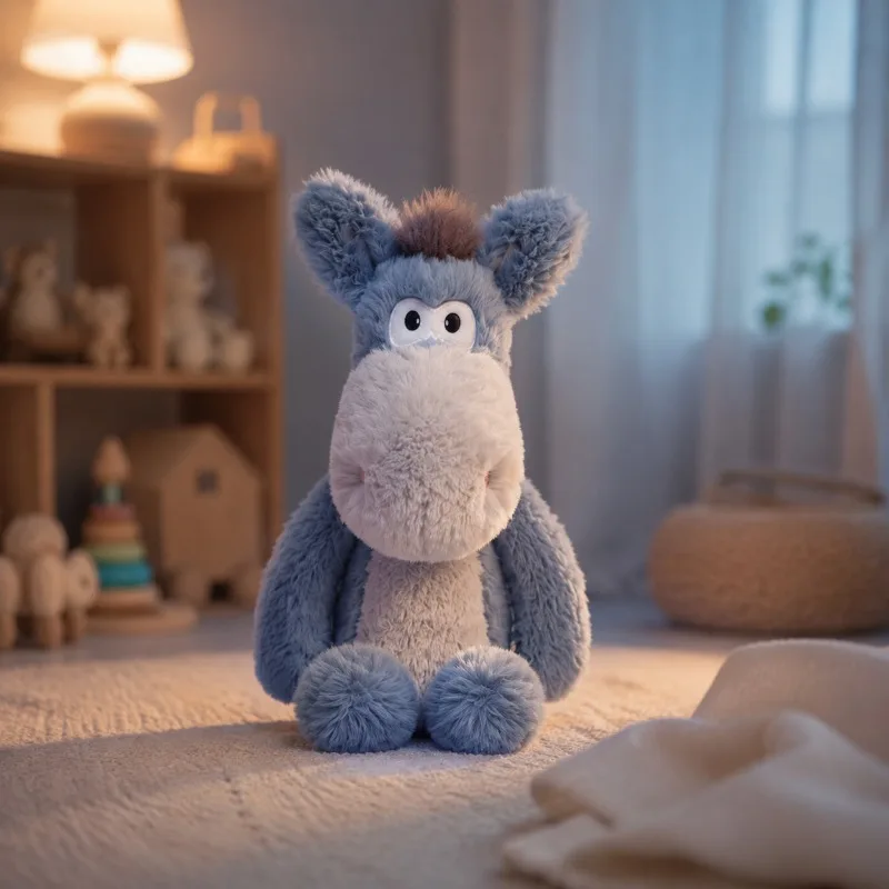 Soft Blue Donkey Plush Toy Ultra-Soft Stuffed Animal Cute Donkey Doll Comforting Sleep Buddy Perfect Gift for Kids Nursery Decor