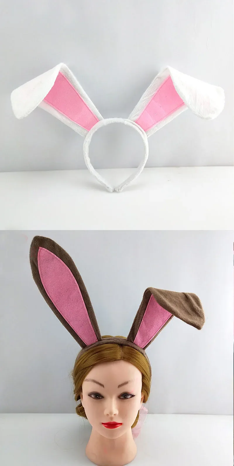 Bunny Ears Cute Headband Plush Rabbit Hair Hoop Tail Bow Tie Set  Party  Bar Cosplay  Decor Props  Easter  Halloween