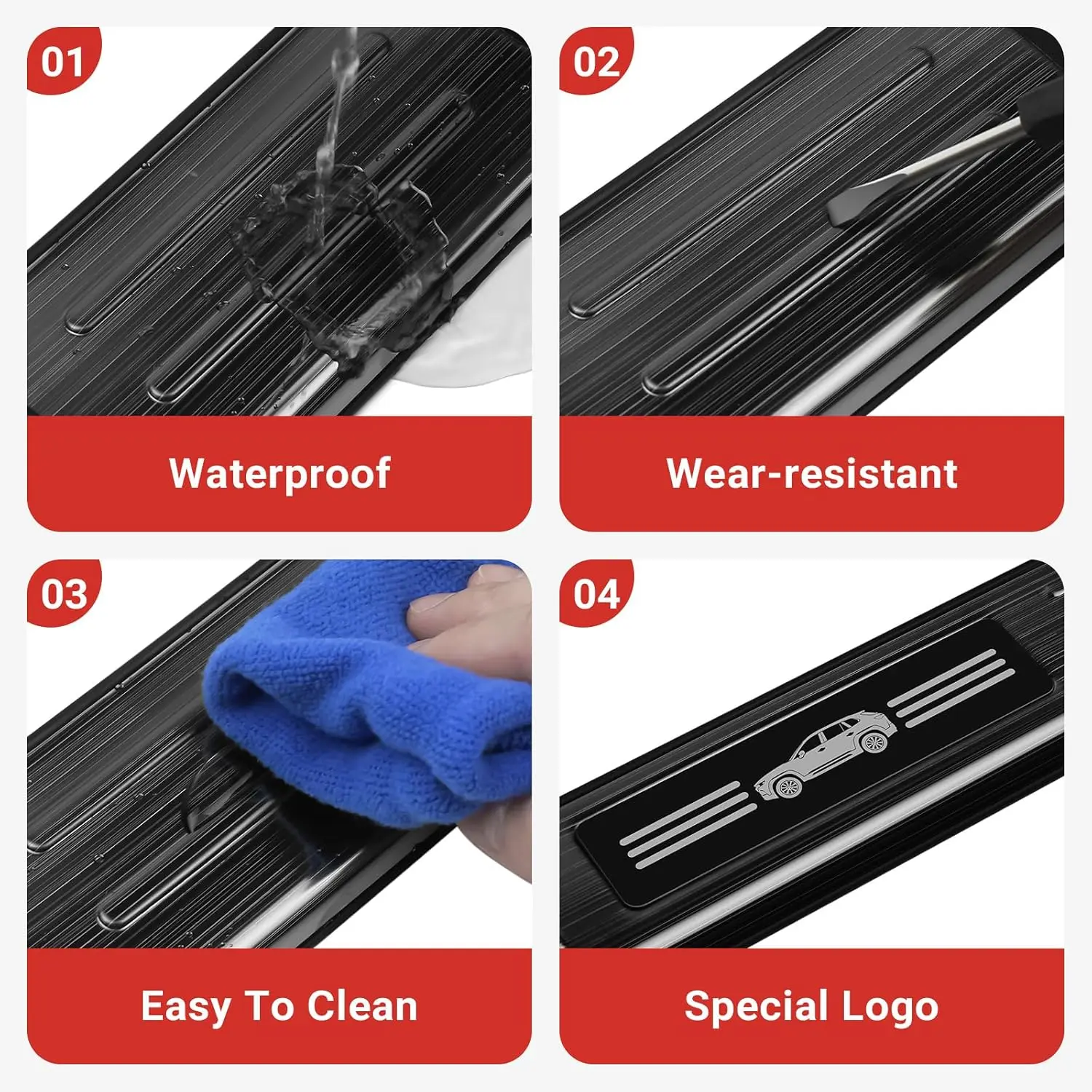 4 قطعة عتبة باب السيارة حامي لمازدا 2023 -2026 CX-50 CX50 اكسسوارات مواد من الستانلس ستيل الأسود نحى باب دخول الحرس #4