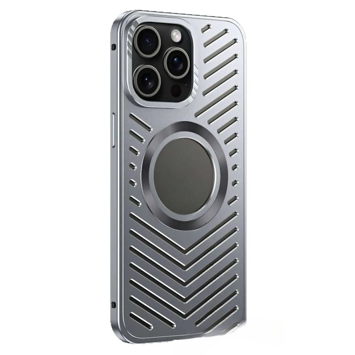 

All-metal heat dissipation magnetic attraction is suitable for iPhone16 mobile phone case elastic buckle hollow and
