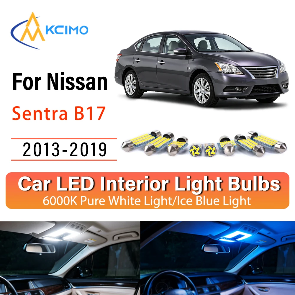 Premium Super Bright LED Interior Lights For Nissan Sentra B17 2013-2019 Reliable, Blue Light, White Light Kit Easy Inst