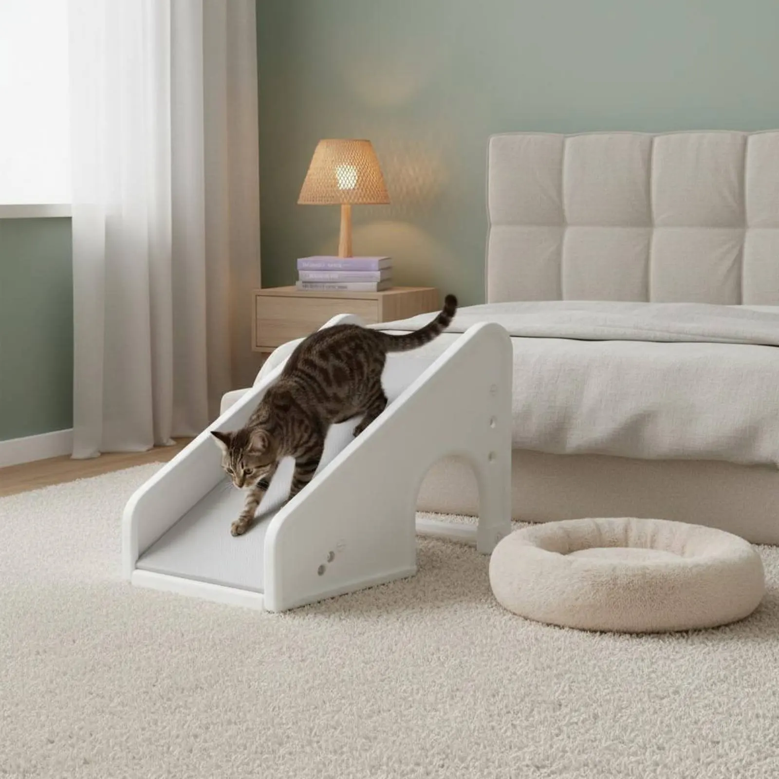 

Пандус для собак и кошек на кровать/диван, легко моющийся, с регулируемой высотой, изогнутые ступеньки с закругленными краями