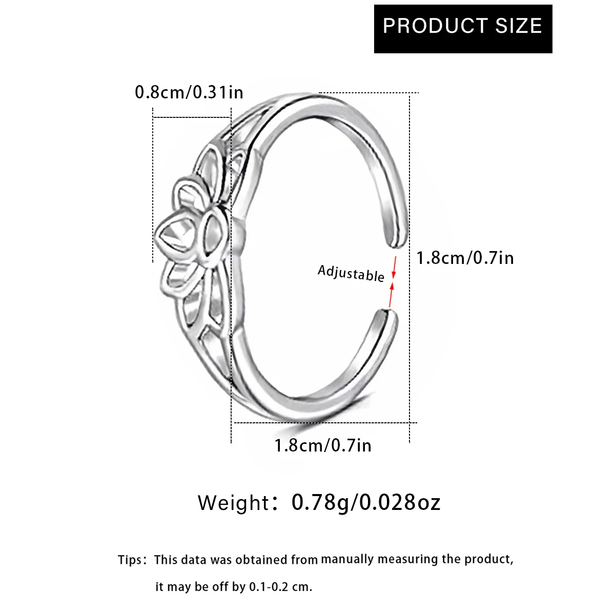 3pc Adjustable Bow Hollow Lotus Design Toe Ring Set