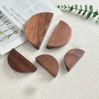 Different Sizes Semicircle Wood Handles Black Walnut Wooden Door Pulls Luxury Wardrobe Wood Cabinet Handles