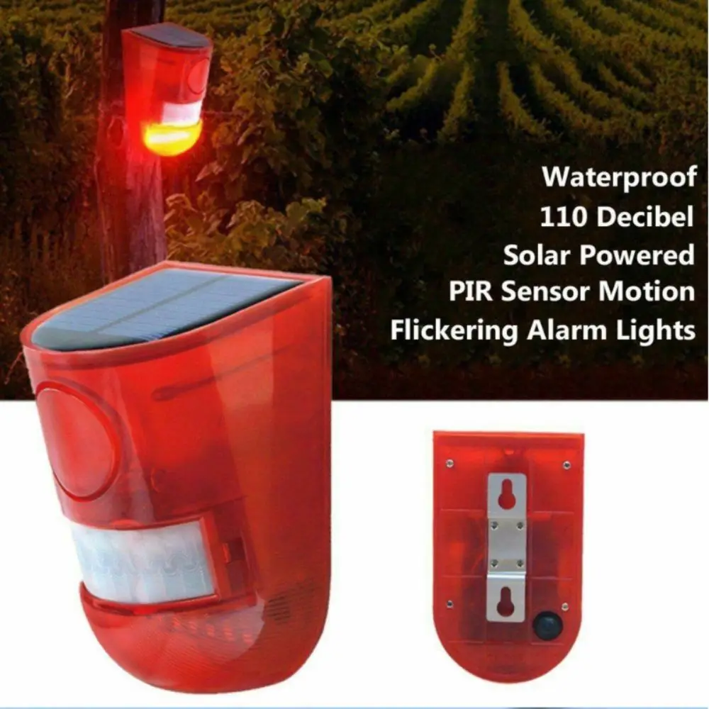 

Waterproof Solar Alarm Rechargeable Multifunctional Solar Charging Alarm Portable Animal Deterrent Solar Lamps Garden Protection